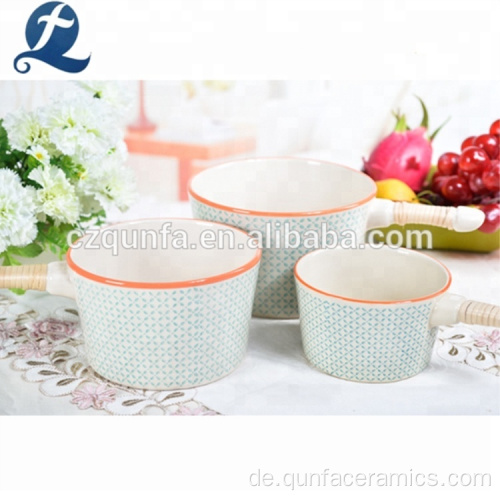 Superior Ceramic Round Shape Bowl mit Griffgeschirrgeschirr